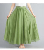 Neue 2020 Damen Leinen Baumwolle Lange Röcke Elastische Taille Plissierte Maxi Röcke Strand Boho Vintage Sommer Röcke Faldas Saia