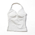 Gym Schöner offener Rücken BH Laufen Training Impact Neckholder Longline Trägertop Sport Yoga Weste Damen Fitness Tank Top