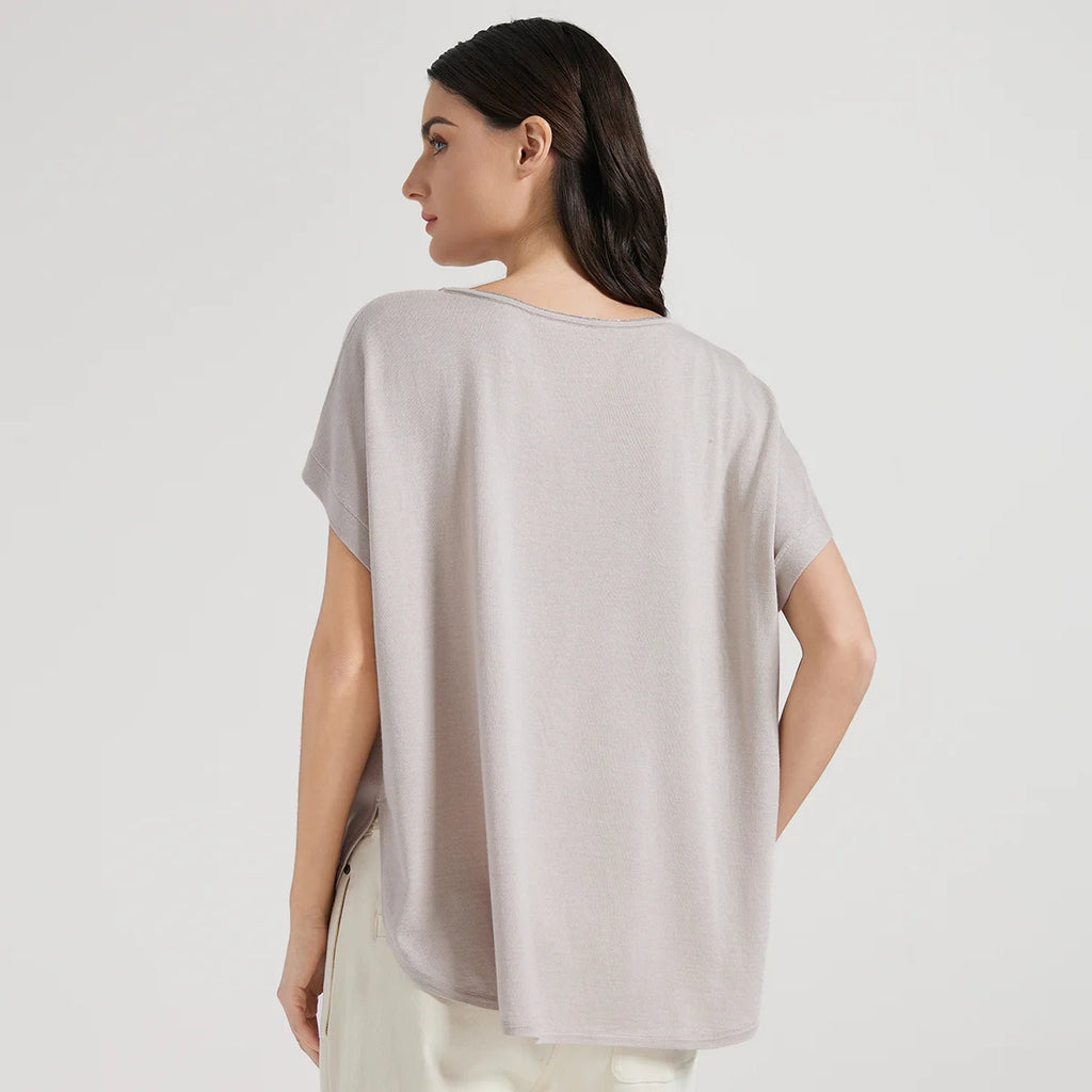 BC1095 Luxuriöse Damenbekleidung Seide Wolle Damen Kleidung lockere Merinowolle Weste Pullover für Damen