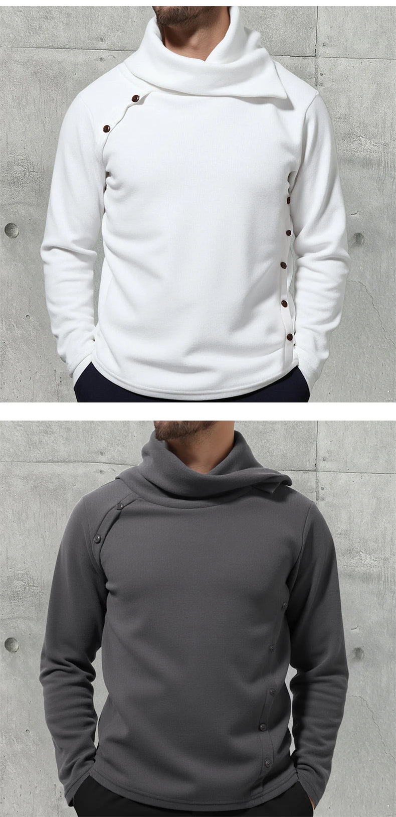 2026 Neuer Herren-Rollkragenpullover in Weiß, britischer schwarzer Pullover, asiatische Größen M-4XL. Graue Pullover