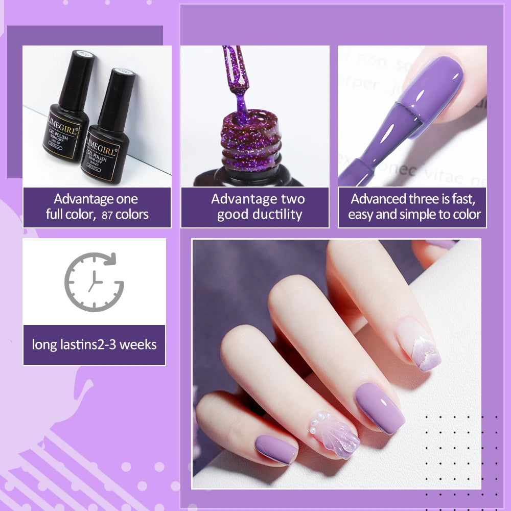 Limegirl Nagelset Nagelgel-Werkzeugset 54W Nagellampe 18/12/7 Farben UV-Gel-Nagellack-Set Enthält Nagelfräser Nagelset