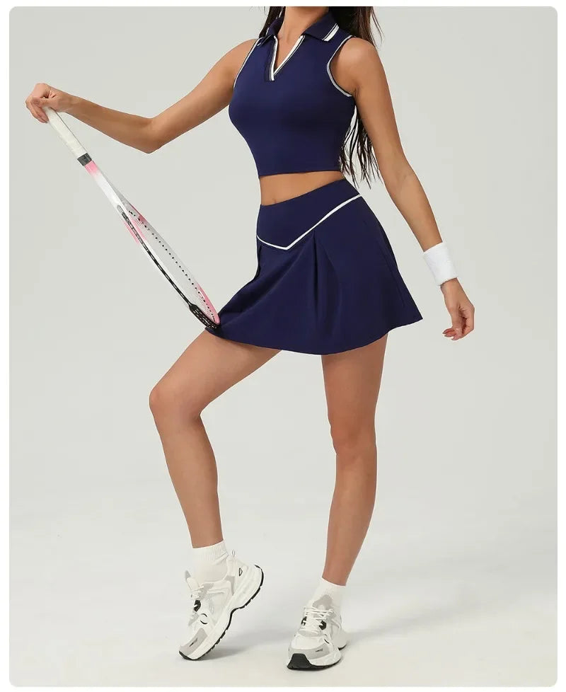 Tennisrock-Sets Sport Fitness Golf Badminton Laufen Freizeit Sport Miniröcke Workout-Bekleidung Gym Yoga-Anzüge für Damen