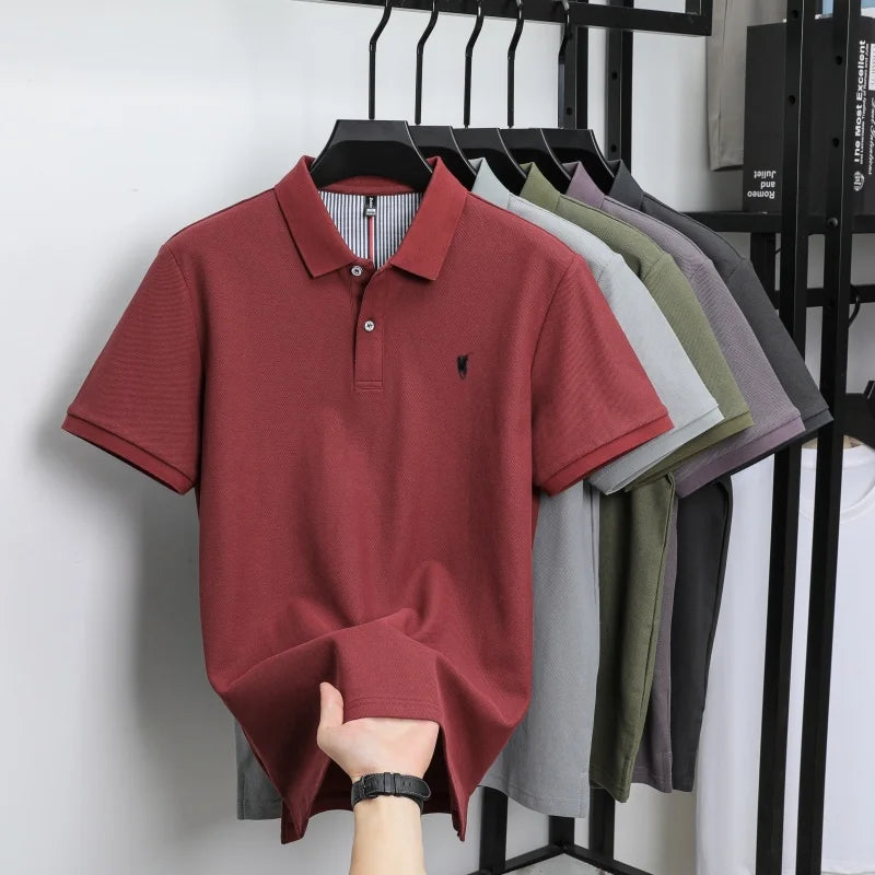 Polo-Shirt aus 100 % reiner Baumwolle, Kurzarm, High-End-Luxusmarke, Mode, Paul Pony Stickerei, Golf, Business Casual Herren T-Shirt