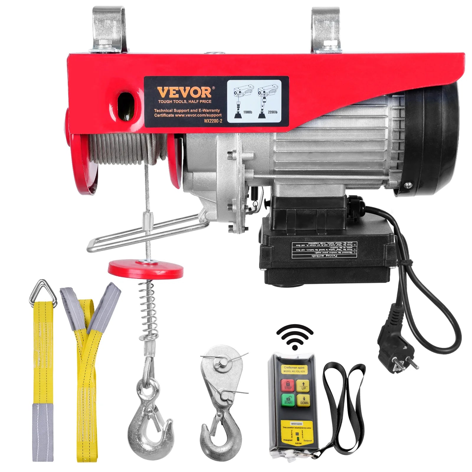 SucceBuy 600-1000 kg Funk-Elektroseilzug mit 12 m einfacher Seilhubhöhe Drahtseilwinde Garage Lager Fabrik Hauptbild