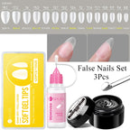 UR SUGAR 3tlg. Künstliche Nägel Set mit 420Stk. matten Soft Gel Tips Solid Glue Gel Entferner Schnelles Nagelverlängerungs-Kit Nagelpflege Starter-Set
