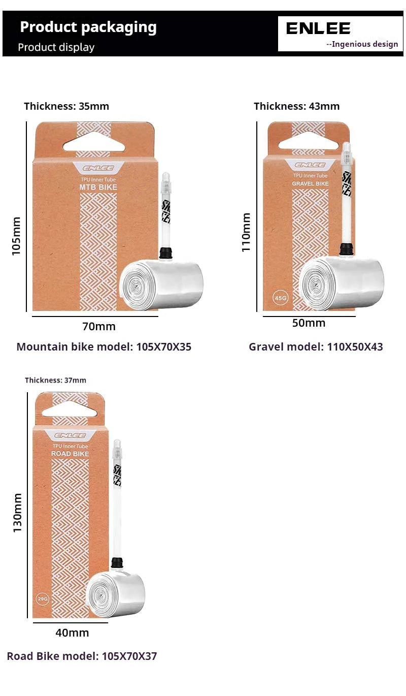 ENLEE Fahrradschlauch TPU Sclaverandventil Rennrad Mountainbike TPU Schlauch Presta Ventil 45mm 65mm 85mm Fahrradschlauch Fahrradteile
