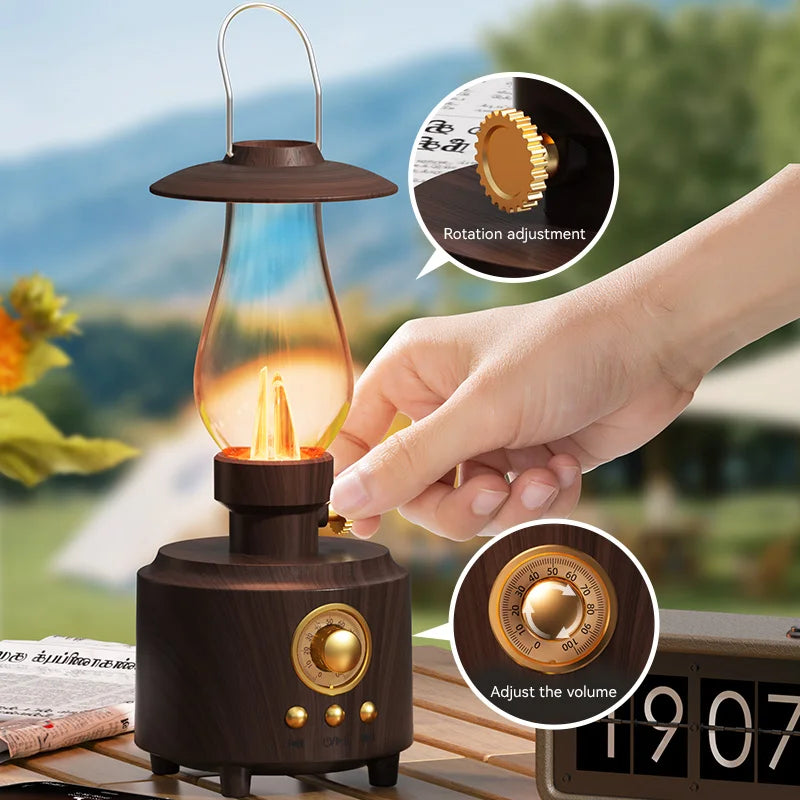 Retro Lampen-Stil Kabelloser Bluetooth-Lautsprecher mit Tragbarem FM-Radio und USB-Anschluss Bluetooth 5.3 Geeignet für Camping, Heimdekoration