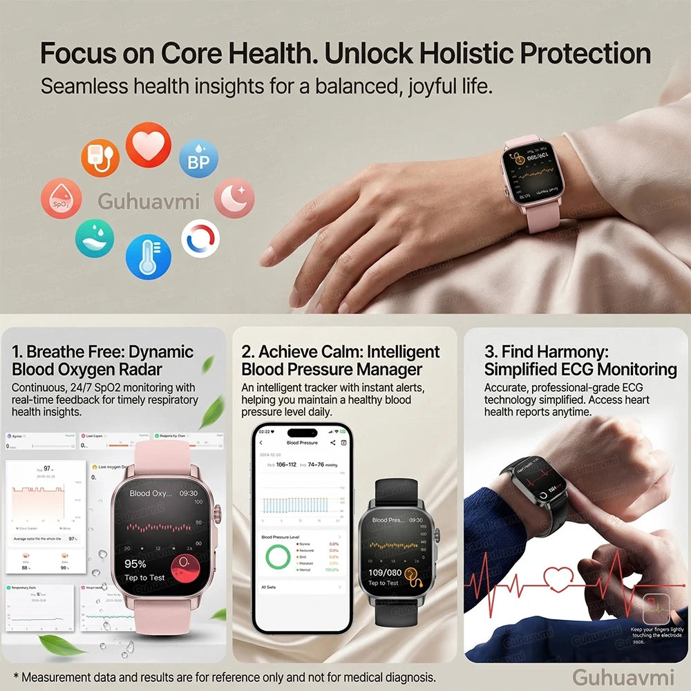 Neue präzise Gesundheits-Smartwatch EKG+HRV Harnsäure Blutfette Emotionswahrnehmung Bluetooth-Anruf Smartwatches für Männer und Frauen