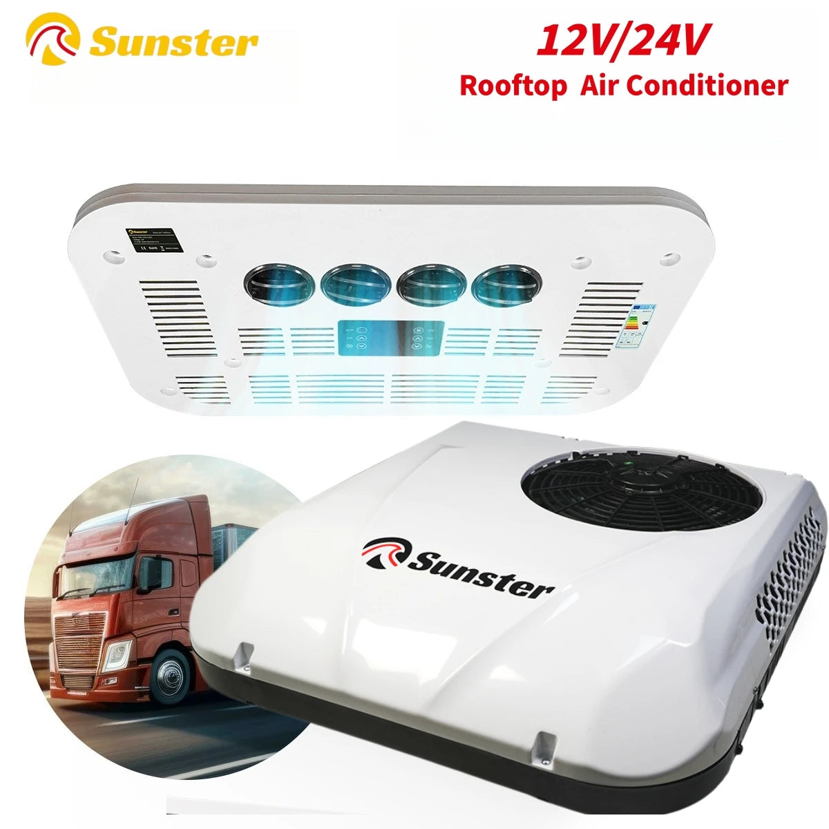 Wohnmobil-Dach-Klimaanlage 12V/24V DC elektrisch kühlend geräuscharm & 4m³ hohe Effizienz für Lieferwagen, Camper, Wohnmobile Hauptbild