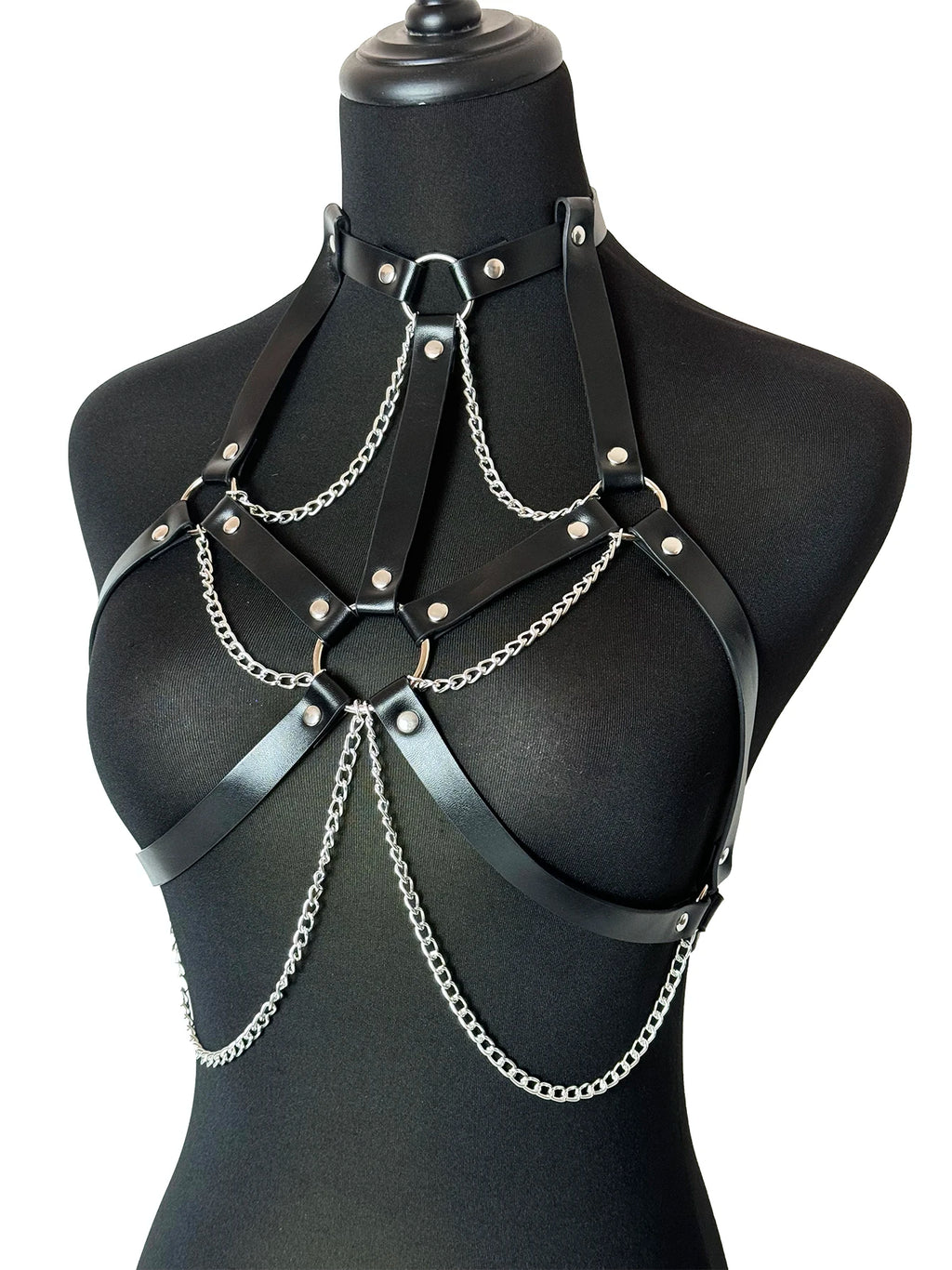 Women Fashion Belt Female Street Style Harness Adjustable Chest Belt with Chain Leather Waistband Gothic Clothing Accessories