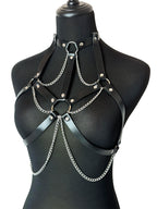 Women Fashion Belt Female Street Style Harness Adjustable Chest Belt with Chain Leather Waistband Gothic Clothing Accessories
