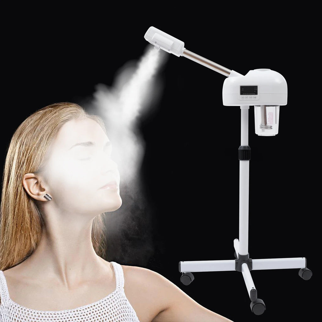 Professioneller Gesichtsbedampfer Nano-Ionen Ozon Heißdampf mit LCD-Bildschirm Höhenverstellbar für Salon Zuhause Spa Anti-Aging