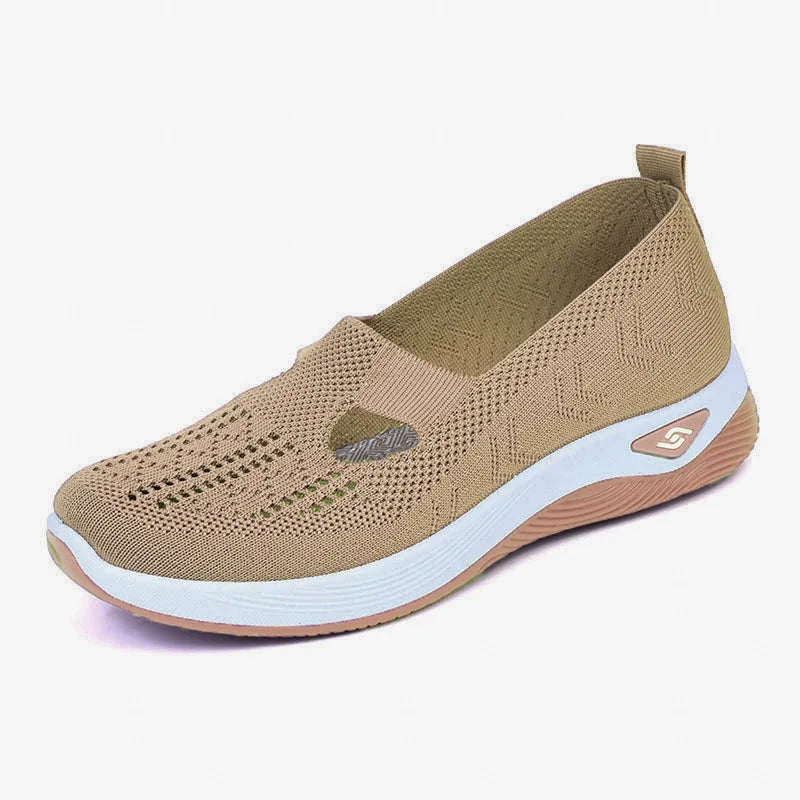 Damen Neue Sommerschuhe Mesh Atmungsaktive Sneaker Leichte Slip-on Plateau Freizeitschuhe Damen Rutschfeste Gehschuhe Gewebte Schuhe