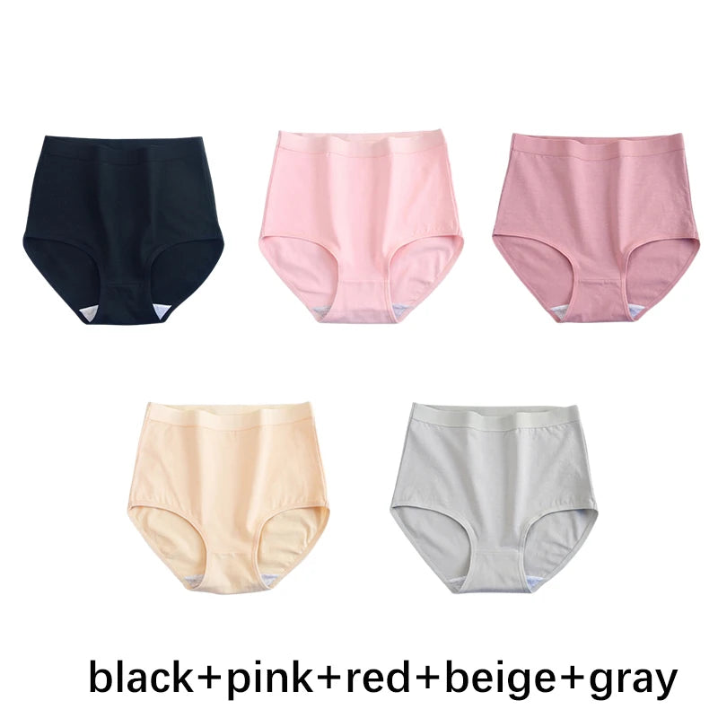 FallSweet 5er-Pack Damen Baumwollslips Nahtlose Plus Size Unterhosen Einfarbige Unterwäsche Weich Atmungsaktive Damenslips