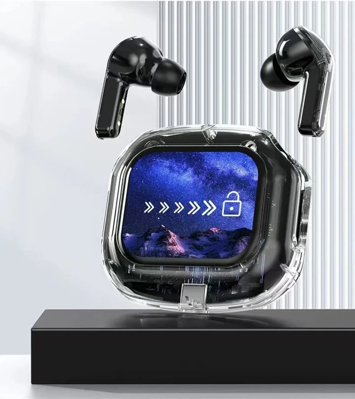 Übersetzung Kopfhörer mit Touchscreen Kabellos Bluetooth 5.4 Smart Earphone HiFi Audio Hohe Qualität Transparente Hülle Headset