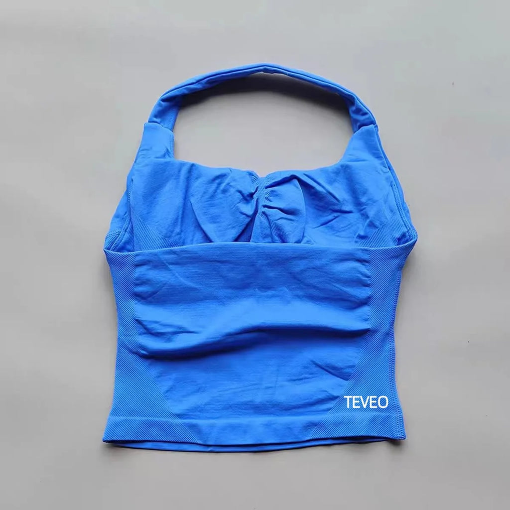 2025 TEVEO Neuer hochfester, elastischer BH, vollständig Neckholder, rückenfrei, Yoga