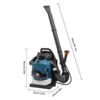 75.6CC 4-Takt Benzin-Rucksacklaubbläser, 2600W 498FT mit Tempomat, zur Reinigung von Gartenabfällen, kommerzieller und privater Gebrauch