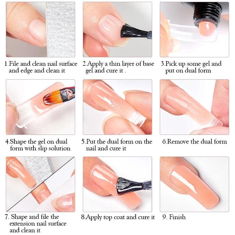 24-teiliges Set 20ml Poly Nail Extension Gel Kit Mini-UV-Lampe Versiegelung mit Basislack Überlack Professionelles Poly-UV-Nagelgel-Kit Starter-Kit