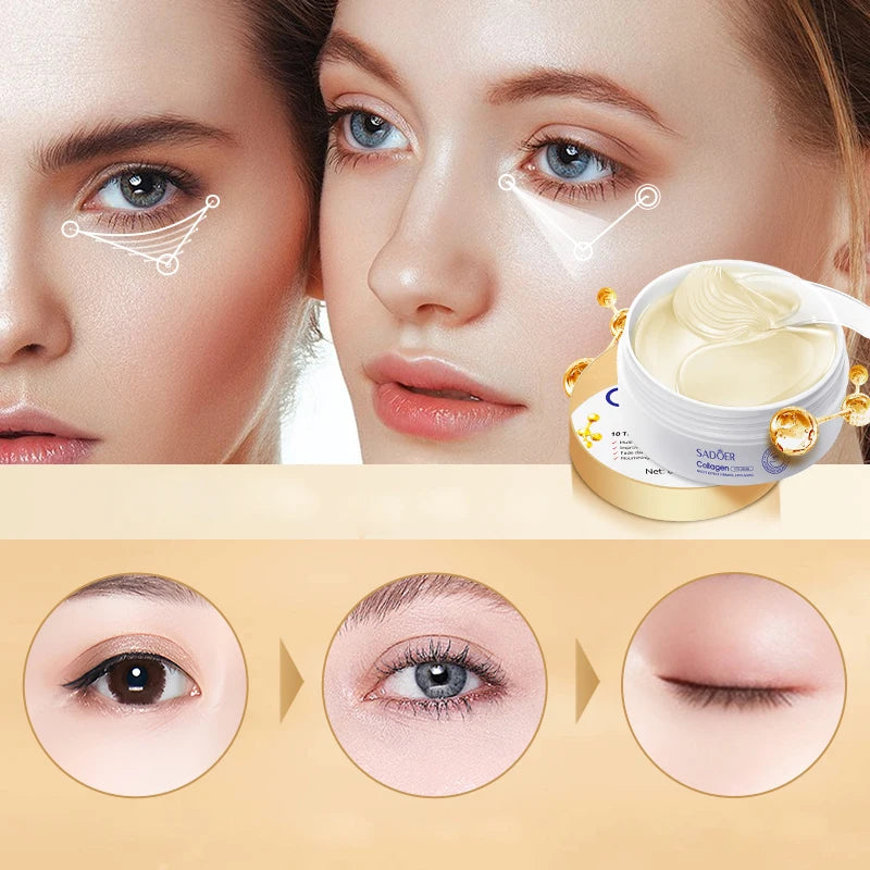 Kollagen-Augenmaske, tief feuchtigkeitsspendend, strafft die Haut um die Augen, Augenpflege, Anti-Aging-Hautpflege, verjüngt die Haut