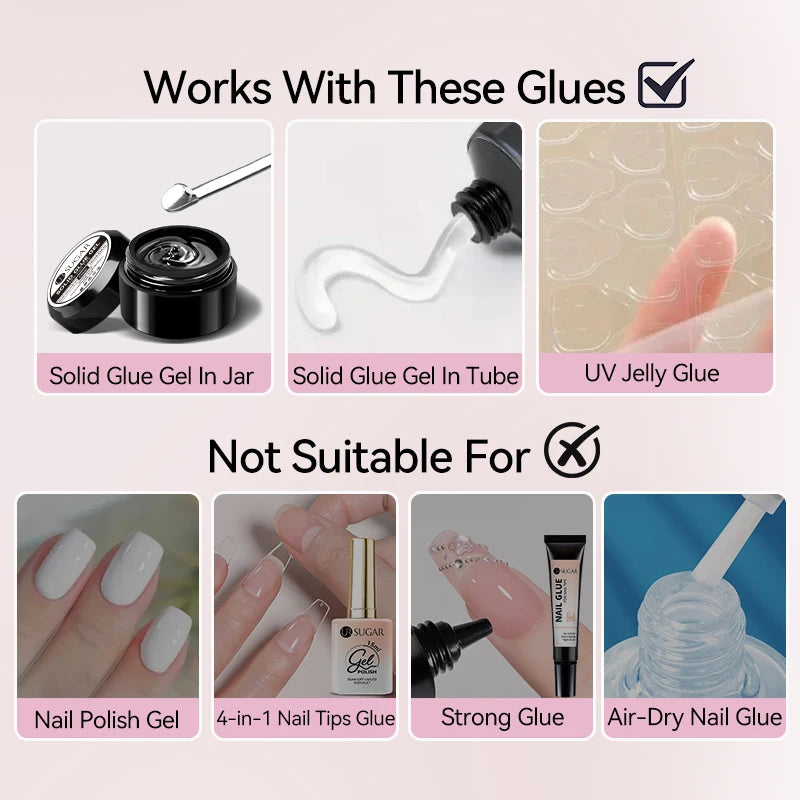 UR SUGAR 3tlg. Künstliche Nägel Set mit 420Stk. matten Soft Gel Tips Solid Glue Gel Entferner Schnelles Nagelverlängerungs-Kit Nagelpflege Starter-Set