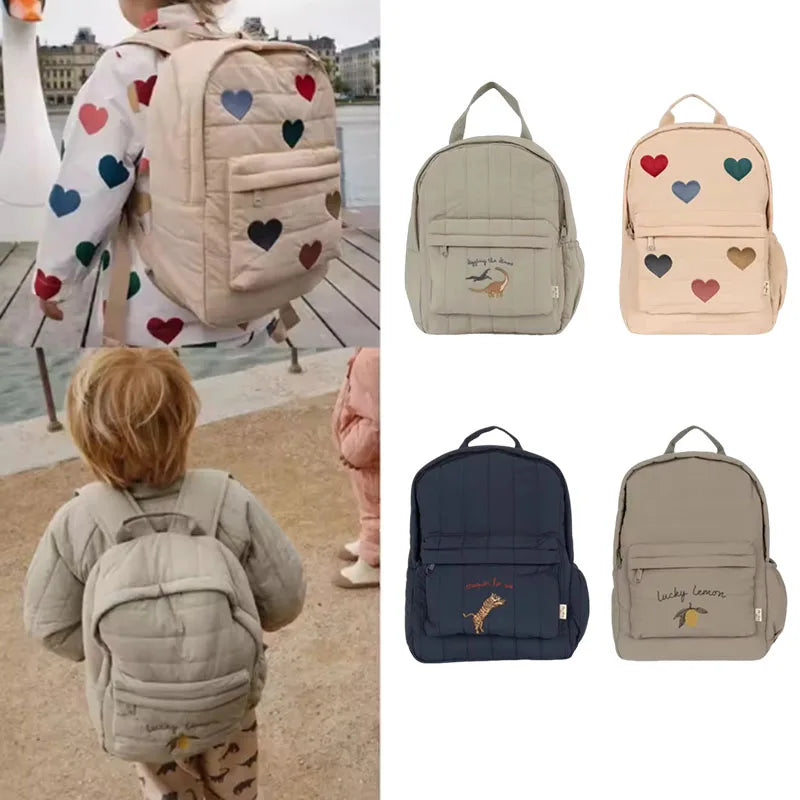 2025 Neues Design Cartoon Kinderrucksack Tierstickerei Muster Schultasche Jungen Mädchen Kleinkind Kindergarten Kinderrucksack Hauptbild