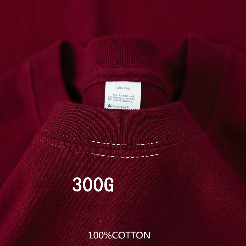 Sommer Baumwolle Strapazierfähiges 300-Gramm-T-Shirt aus amerikanischer Reinbaumwolle für Herren mit kurzen Ärmeln, lässiges Basic-Oberteil, Oversized T-Shirt