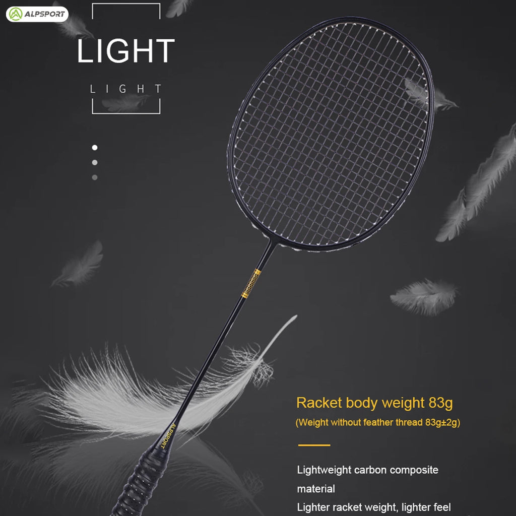 ALP ZJ2.0 Pro 4U 85g 100% Carbonfaser + Titanlegierung Badmintonschläger Ultraleichte Sportausrüstung Schläger Badmintontraining