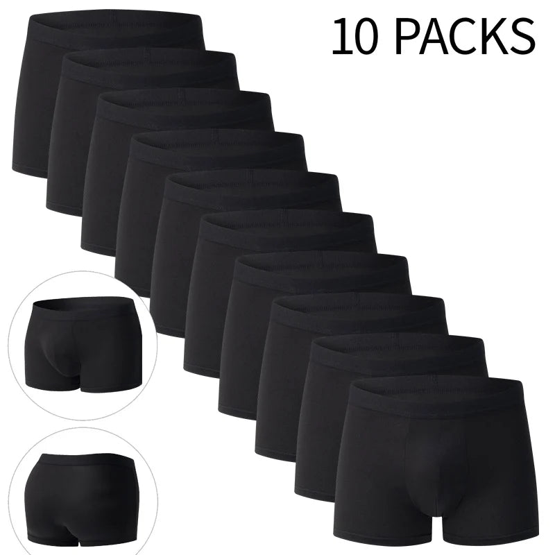 4/10-teiliges Set klassischer modischer, einfarbiger Herrenunterwäsche, bequeme Übergrößen für Teenager, schwarze Boxershorts, Basisshorts Hauptbild