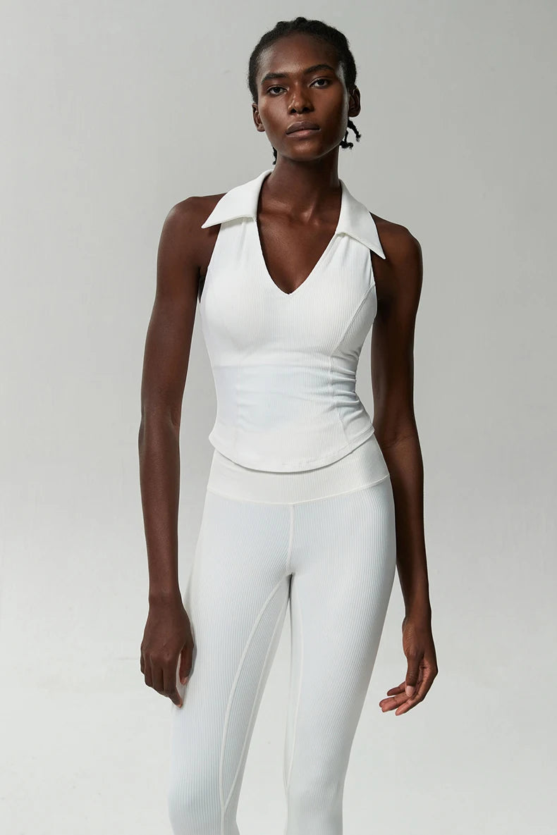 Ärmelloses Fitness-Yoga-Shirt Damen Sommer Slim Fit V-Ausschnitt Gym Lauftop Atmungsaktive Schnelltrocknende Sportbekleidung Workout Kleidung