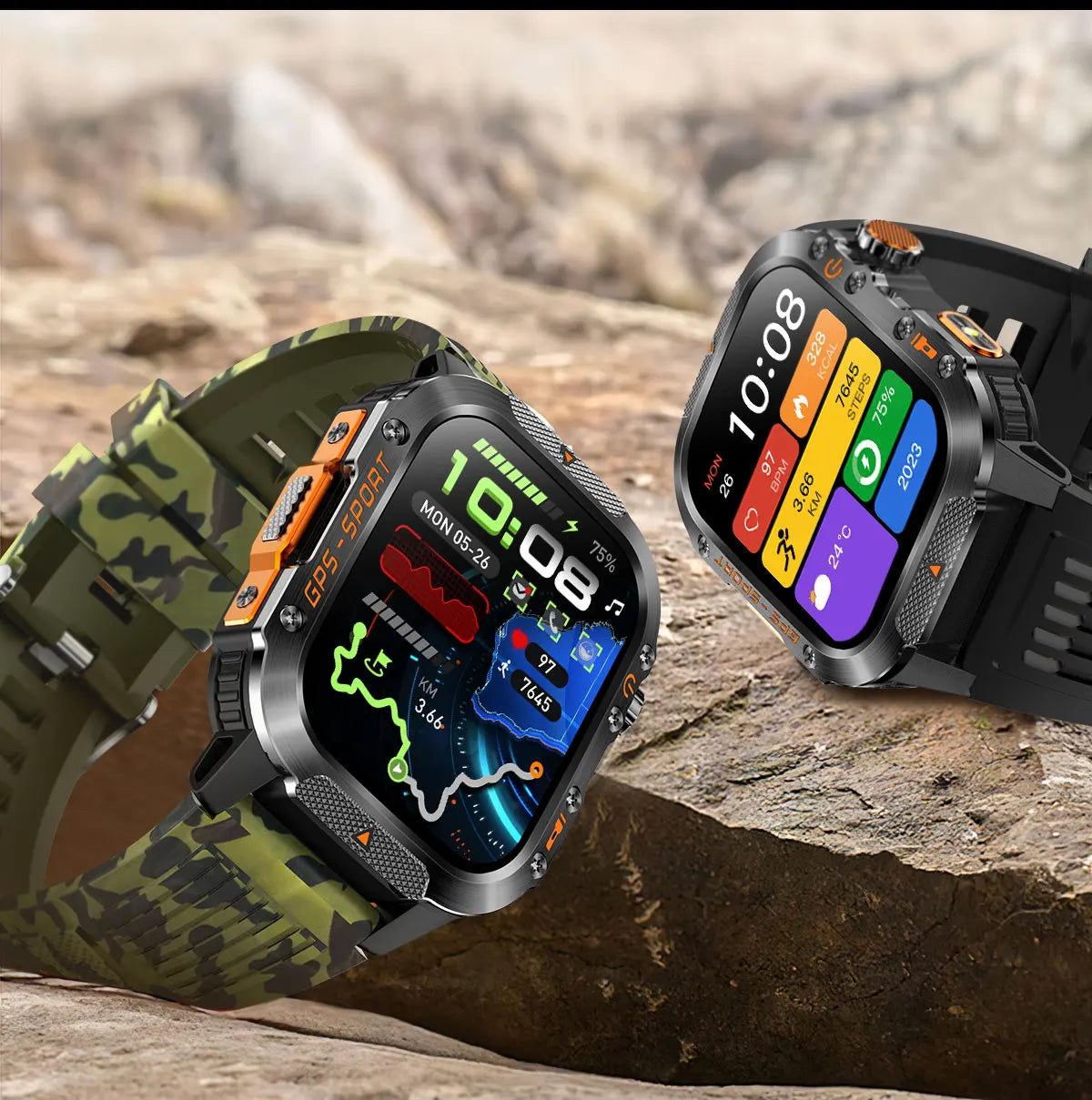2025Neue GPS Smartwatch für Xiaomi IOS Militärkompass Taschenlampe Smartwatch Herren 10ATM Wasserdicht 100+Sportmodi BT Anruf Uhr