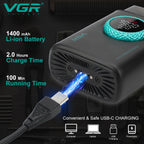 VGR High-End Herrenrasierer, Legierung, drei Schwingklingen, LED-intelligente Digitalanzeige, 9000 U/min Haarschneider V-378