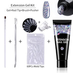 LILYCUTE 15ml Verlängerungsgel-Nagellack-Set Quick Nail Prolong mit Verlängerungsform-Nagelspitzen Acryl-Lösung Maniküre-Werkzeug-Kit