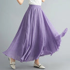Neue 2020 Damen Leinen Baumwolle Lange Röcke Elastische Taille Plissierte Maxi Röcke Strand Boho Vintage Sommer Röcke Faldas Saia