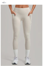 Women's Gym High-waisted High-stretch Yoga Pants with Side Pockets Leggings Workout Running Tights Quick-dry Fitness Trousers