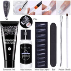 LILYCUTE 15ml Verlängerungsgel-Nagellack-Set Quick Nail Prolong mit Verlängerungsform-Nagelspitzen Acryl-Lösung Maniküre-Werkzeug-Kit