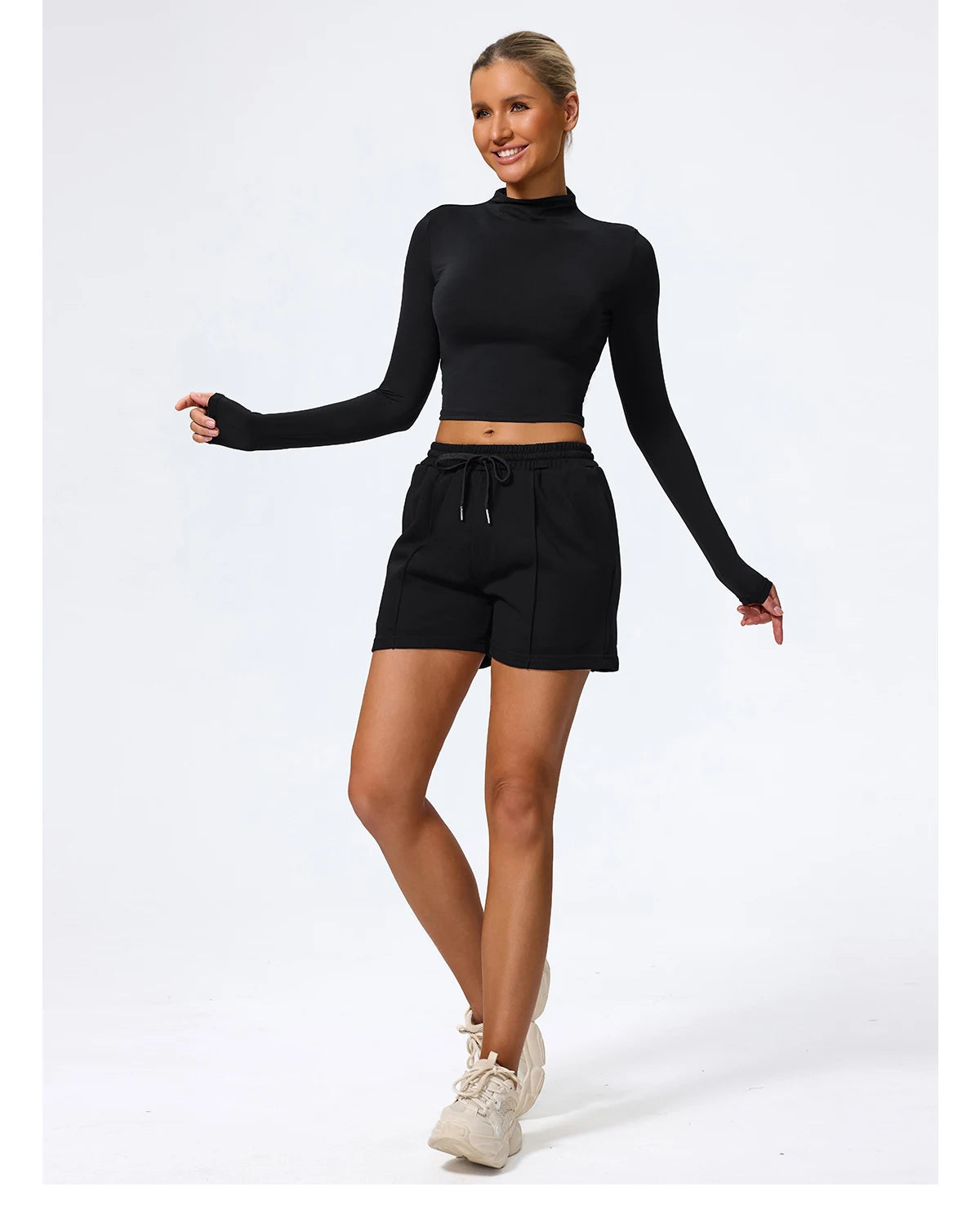 Hearuisavy Sommer Damen Fitness Langarmshirt Leichtes Gym Workout Top Atmungsaktive Schnelltrocknende Yoga Kleidung Sportbekleidung