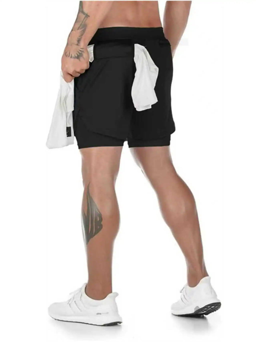 Laufshorts Herren Fitnessstudio Training 2-in-1 Sport Kompression Mode Schnelltrocknend Workout Harajuku Jogging Doppellagig Sommer