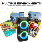 W-KING T12 Portable Bluetooth Speaker Box with 370W MAX Pro Sound, Light Show, CSB, Bass Boost, Wheels and Telescopic Handle