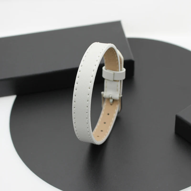 20 Stück 10 mm Armband aus echtem Leder für Damen, Schiebebuchstaben-Anhänger, Armband zur Schmuckherstellung, DIY, Haustierhalsband, Schlüsselband