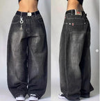 Amerikanische Y2K 2025 Neue weite Baggy Black Jeans Oversized Damen Street Casual Joker Denim-Hose Paar-Jeans Vintage Streetwear