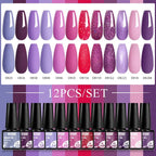 MTSSII 12tlg. Gellack-Set Nude Rosa Rot Glitzer Semi Permanent Soak Off UV Gel Nagellack Maniküre Kit Nagelzubehör DIY