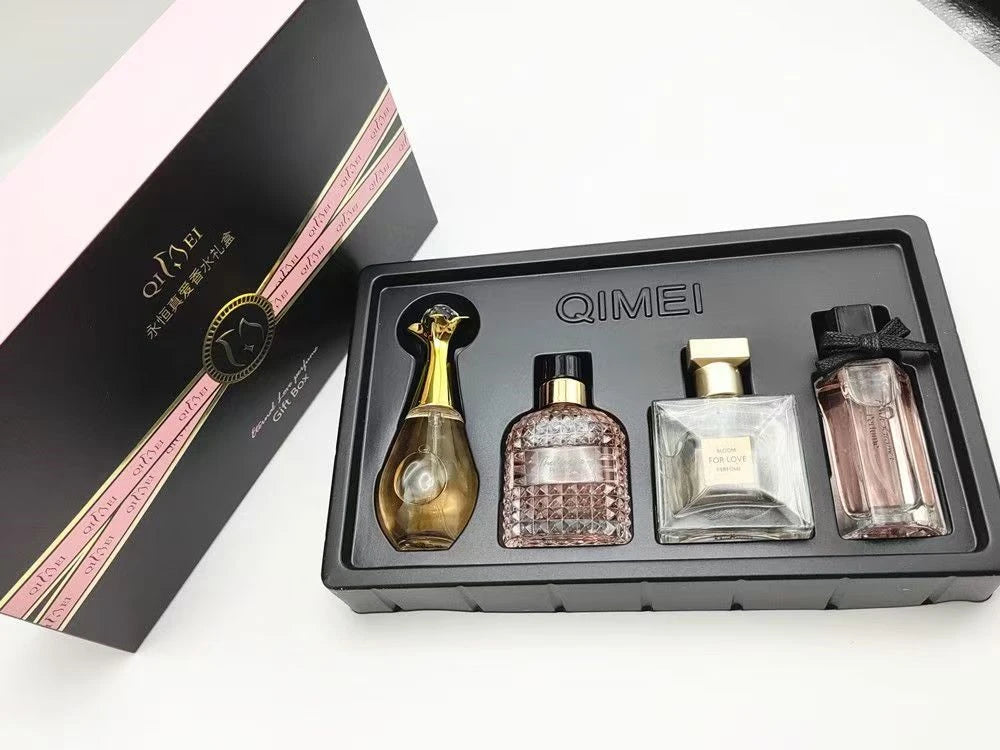 Luxusmarke Parfüm Damen Eau De Parfum Femme Geschenkset 4-teilig 100ml Parfums De Mujer Frisch Natürlicher Blumig-Fruchtiger Duft Spray