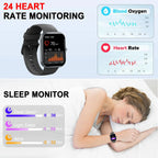 Smartwatch (Anrufe annehmen/tätigen), 1,96" Smartwatch, Fitness-Tracker, Schlafmonitor, Schrittzähler, über 100 Sportmodi, IP68 wasserdicht