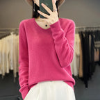 Damen 100% Merinowolle Pullover V-Ausschnitt Basic Pulli Herbst Winter Kaschmir Kleidung Langarm Weiche Strickware Oberteile Unifarben