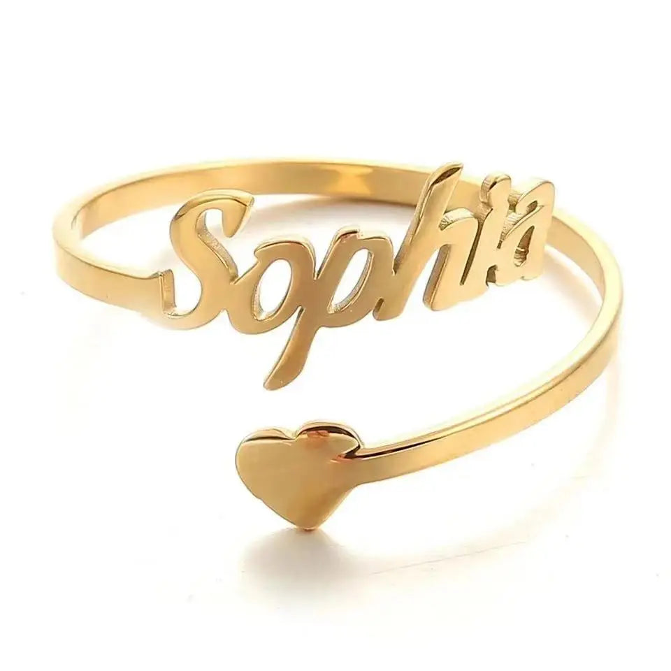 Personalisierter, individueller Liebesnamensring, modische Paarringe zum Valentinstag, Freundinnen-Geschenk, Herz-Ehering, Damenschmuck