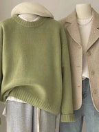 Weicher, wachsartiger Rundhals-Pullover aus 100 % reinem Kaschmir für Damen, lockerer Pullover, Herbst- und Winter-Kurzpullover