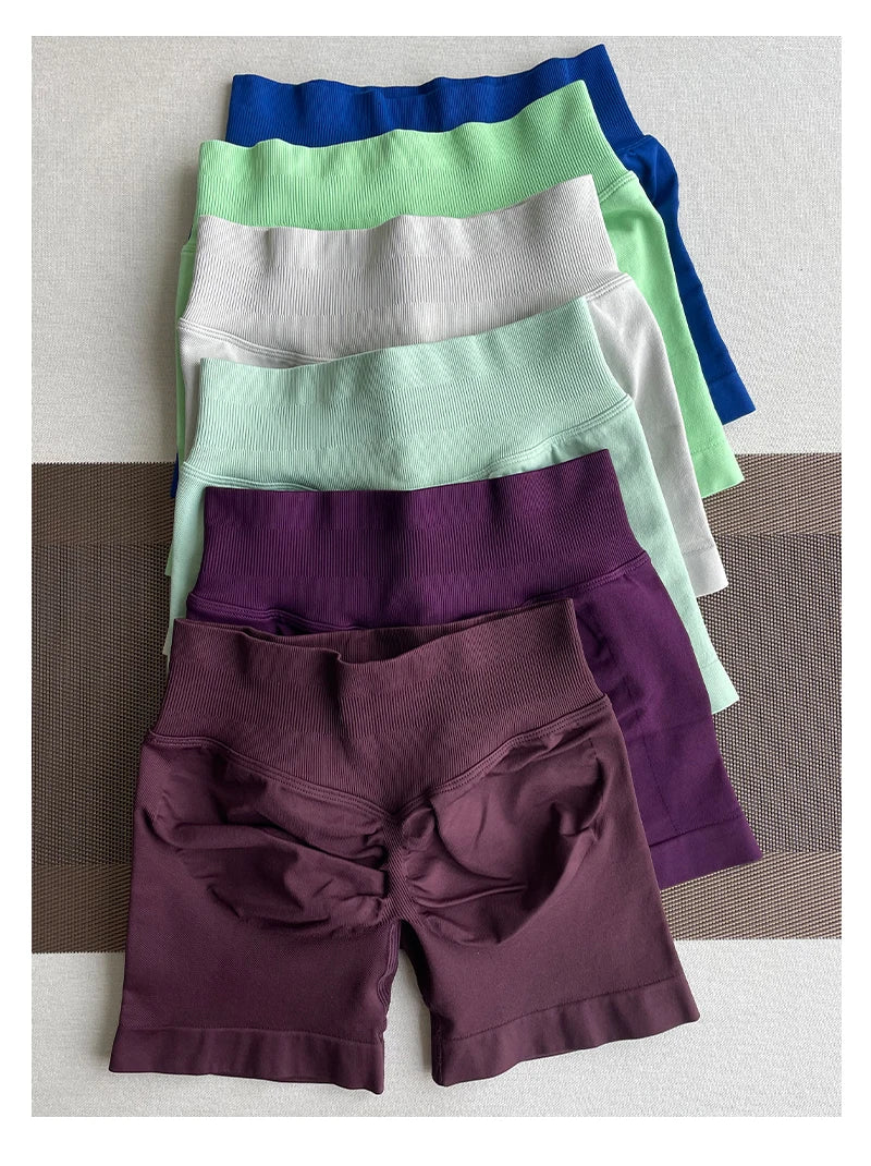 TKITK Shorts Nahtlose Yogahosen Damen Fitness Outfits Shark Bite Shorts für Fitnessstudio Laufen Radfahren Leggings