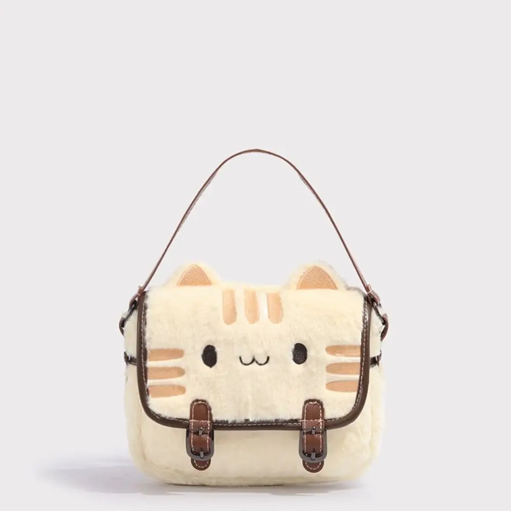 Süße Clutch Tasche Plüsch Rucksack Fellige Katzentasche Entzückende Kätzchen Handtasche für Frauen Kinder Cartoon 2025 Neue Kätzchen Handtasche