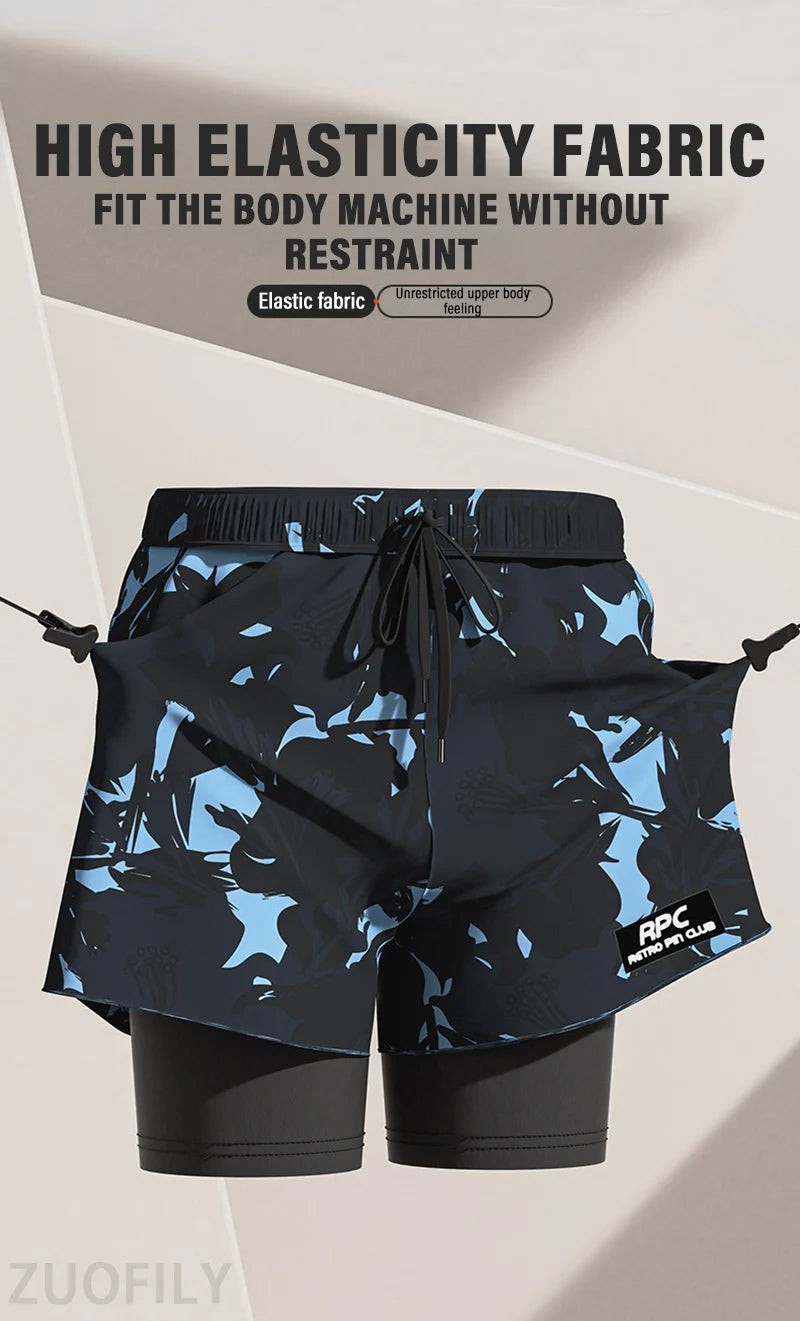Badeboxer Herren Badehose Set Neu Strandbadehose Für Erwachsene Schnell Trocknende Surf-Badeshorts mit Futter Schwimmhose