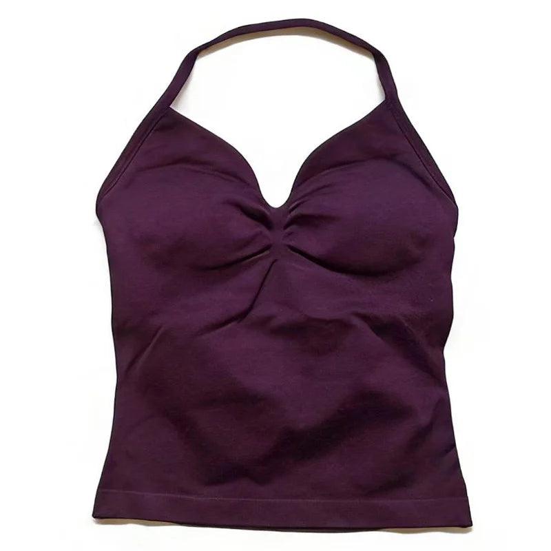 Gym Schöner offener Rücken BH Laufen Training Impact Neckholder Longline Trägertop Sport Yoga Weste Damen Fitness Tank Top